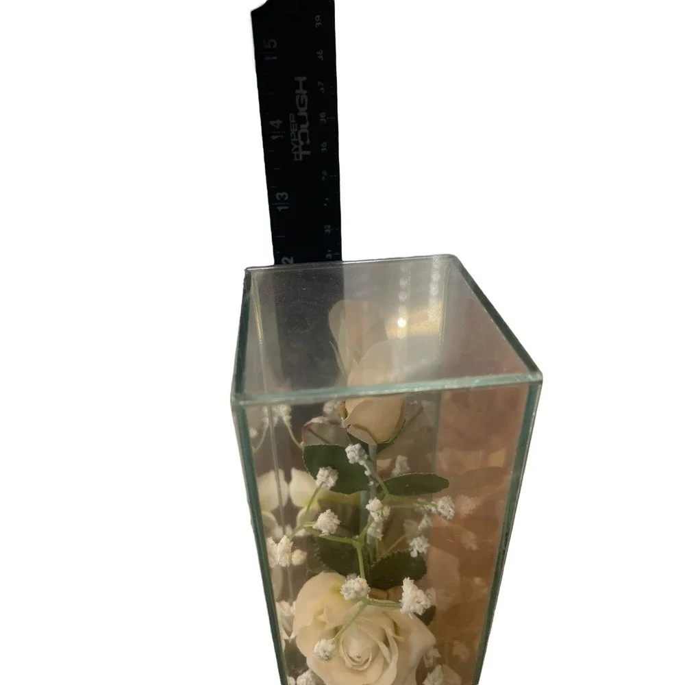 Vintage White Rose Music‎ Box Decorative Display Case 